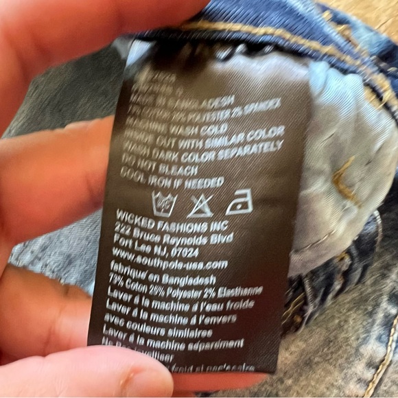 WT02 Southpole Mens Blue Acid Wash Moto Denim Shorts Size 32 RN 82628 - Picture 8 of 10